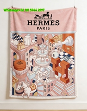 Hermes Surreal Pink Fantasy City Flannel Throw Blanket IMG_5311